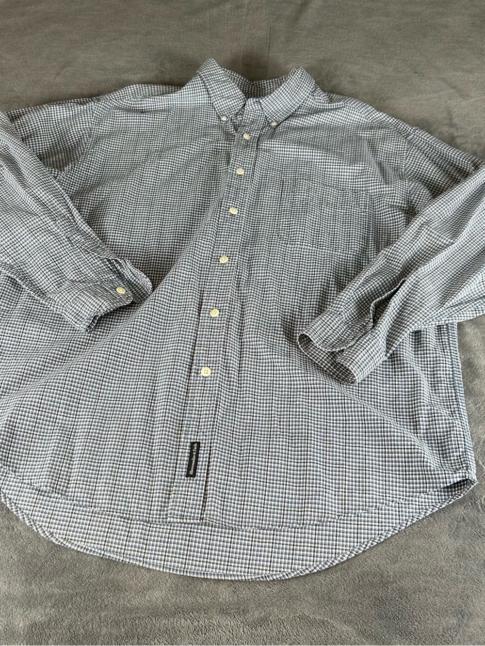 Vintage Abercrombie & Fitch Mens Green Blue Plaid Button Up Shirt Large 90’s Y2K